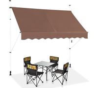 COSTWAY Store à pince 200 cm, store balcon réglable en hauteur hydrofuge sans percer résistant aux UV, store avec manivelle, brun