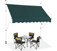 COSTWAY Store à pince 200 cm, store balcon réglable en hauteur hydrofuge sans percer résistant aux UV, store avec manivelle, vert