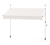 COSTWAY Store à pince, 250cm store balcon sans percer avec manivelle, réglable en hauteur & résistant aux UV, store protection solaire extérieur, blanc