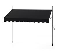 COSTWAY Store à pince, 250cm store balcon sans percer avec manivelle, réglable en hauteur & résistant aux UV, store protection solaire extérieur, noir