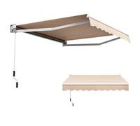 COSTWAY Store Banne Auvent Rétractable Manuel 245x200CM Angle Ajustable 40°-100° sans Perçage pour Fenêtre/Balcon/Jardin Beige