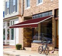 COSTWAY Store Banne de Balcon Rétractable 3,6 X 3M avec Tissu Résistant aux UV et à l'Eau Cadre Aluminium Angle Réglable 5-35°