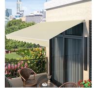 COSTWAY Store Banne de Balcon Rétractable 3 X 2,5M avec Tissu Résistant aux UV et à l'Eau Cadre Aluminium Angle Réglable 5-35°