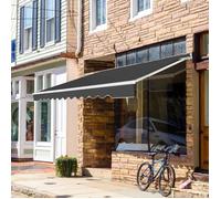 COSTWAY Store Banne de Balcon Rétractable 3 X 2,5M avec Tissu Résistant aux UV et à l'Eau Cadre Aluminium Angle Réglable 5-35° Gris