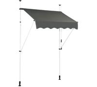 COSTWAY Store Banne Manuel Rétractable sans Perçage 150x125CM-Angle,Hauteur Réglable-en Métal et Tissu-Fenêtre,Balcon,Jardin-Gris
