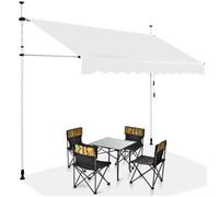 COSTWAY Store Banne Manuel Rétractable sans Perçage 300x125CM-Angle,Hauteur Réglable-en Métal et Tissu-Fenêtre,Balcon,Jardin-Beige