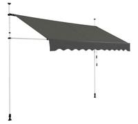 COSTWAY Store Banne Manuel Rétractable sans Perçage 300x125CM-Angle,Hauteur Réglable-en Métal et Tissu-Fenêtre,Balcon,Jardin-Gris