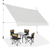 COSTWAY Store Banne Manuel Rétractable sans Perçage 400x125CM-Angle,Hauteur Réglable-en Métal et Tissu-Fenêtre,Balcon,Jardin-Beige