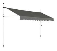 COSTWAY Store Banne Manuel Rétractable sans Perçage 400x125CM-Angle,Hauteur Réglable-en Métal et Tissu-Fenêtre,Balcon,Jardin-Gris