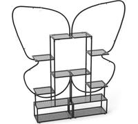 COSTWAY Support de plantes en métal à 6 niveaux, étagère à fleurs avec 4 crochets, étagère à plantes échelle, échelle à plantes support de fleurs pour le jardin, 185 cm Noir