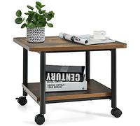 COSTWAY Support d'Imprimante à 2 Niveaux sur Roulettes | Organisateur de Bureau pour Télécopieur, Scanner et Rangement Multifonction pour Maison et Bureau Marron