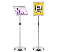 COSTWAY Support d'information A4 réglable en hauteur, set de 2 supports d'information, support d'affiches pivotant & inclinable, support de présentation pour clients (argent)