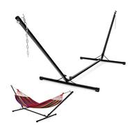 COSTWAY Support Hamac Support Pied de Hamac en Métal,Armature en Acier Hamac pour Accrocher Lit Balancelle et Chaises Suspendues, Jusqu'à 150KG,324x104,5x108CM,Hamac Non-Inclus(Noir)