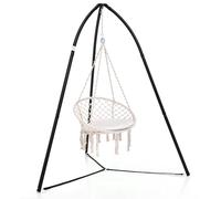 COSTWAY Support pour Fauteuil Suspendu, Pied Fauteuil Suspendu Pivotant en Métal, Chaîne de Suspension, Capacité 200 KG, Support Chaise Suspendue Intérieur Extérieur pour Chaise Soucoupe