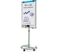 COSTWAY Support pour flipchart 100x65cm, hauteur réglable 192cm, tableau blanc mobile avec support rond, aimants, marqueurs & gomme, effaçable à sec