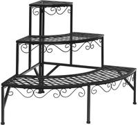 COSTWAY Support pour plantes en métal à 3 niveaux, Étagère multifonctionnelle pour plantes d'exposition pour l'intérieur & l'extérieur, Étagère pour plantes Étagère pour fleurs pour terrasse jardin ba