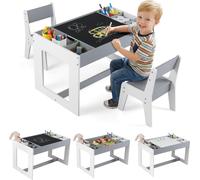 COSTWAY Table 3 en 1 pour enfants avec 2 chaises, ensemble de sièges pour enfants avec espace de rangement, ensemble table et chaises pour enfants avec plateau et séparateurs pour enfants à partir de 