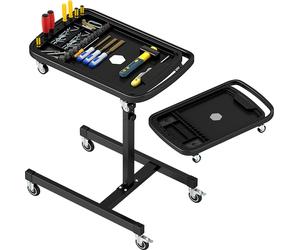 COSTWAY Table à outils 2 en 1 à roulettes, table de travail réglable en hauteur avec compartiment amovible, chariot à outils de mécanicien jusqu'à 60kg de charge