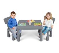 COSTWAY Table avec 2 Chaises pour Enfants 1-7 Ans, Dossier Ergonomique Hauteur Scientifique pour Manger Dessiner Écrire, Gris