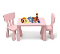 COSTWAY Table avec 2 Chaises pour Enfants 1-7 Ans, Dossier Ergonomique Hauteur Scientifique pour Manger Dessiner Écrire, Rose