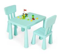 COSTWAY Table avec 2 Chaises pour Enfants 1-7 Ans, Dossier Ergonomique Hauteur Scientifique pour Manger Dessiner Écrire, Vert