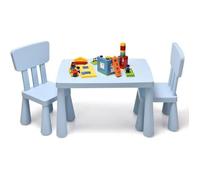 COSTWAY Table avec 2 Chaises pour Enfants 1-7 Ans, Dossier Ergonomique Hauteur Scientifique pour Manger Dessiner Écrire, Bleu