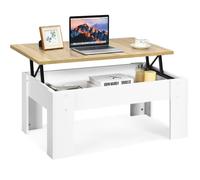 COSTWAY Table Basse avec Plateau Relevable Compartiment Caché 98 x 50 x 42-55 CM pour Séjour, Salle de Réception, Blanche