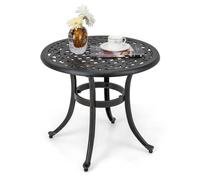 COSTWAY Table Basse de Jardin en Fonte d'Aluminium - Repose-pieds Réglables, Charge 50KG - Table d‘Extérieure Ronde - Patio Piscine