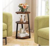 COSTWAY Table Basse Rond à 3 Niveaux, Table d'Appoint avec Patins Réglables, Table de Chevet Industrielle pour Salon Chambre Bureau