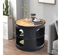 COSTWAY Table Basse Ronde avec Structure en Métal | Étagères 3 Niveaux, Style Industriel, Idéal pour Salon, Chambre, Balcon
