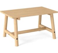 COSTWAY Table basse, table de jardin en bois massif, table basse rectangulaire avec sommier à lattes, table de terrasse, table de balcon 90x55x50cm Naturel