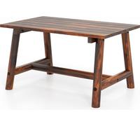 COSTWAY Table basse, table de jardin en bois massif, table basse rectangulaire avec sommier à lattes, table de terrasse, table de balcon 90x55x50cm Marron