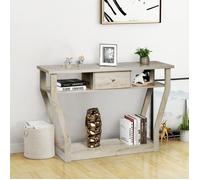 COSTWAY Table Console - 120x30x81CM - 1 Tiroir et 2 Compartiments pour Rangement, Style Campagne, Meuble d'Entrée Naturel