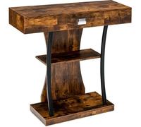 COSTWAY Table Console - 3 Étagères - Meuble d'Entrée - L91 x P30 x H88 - Style Scandinave, Dispositif Anti-Renversement