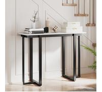 COSTWAY Table Console d'Entrée en Imitation Marbre, Structure Géométrique en Métal 107 x 40 x 79,5 cm pour Salon, Couloir (Noir)