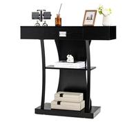 COSTWAY Table Console, Meuble d'Entrée - 3 Étagères, 1 Tiroir - L91 x P30 x H88 - Style Scandinave Noir