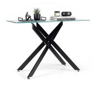 COSTWAY Table Console pour Entrée en Verre Trempé Transparent , Cadre en Métal Robustes L115 x l45 x H78 CM Noir