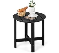 COSTWAY Table d’Appoint Extérieure en HDPE Résistante aux Intempéries Charge 100KG, Table Basse de Jardin Ronde Design Adirondack, pour Patio Terrasse Cour 46 x 46 cm, Noir