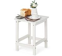 COSTWAY Table d’Appoint Extérieure en HDPE Résistante aux Intempéries Charge 100KG, Table Basse de Jardin Carrée Design Adirondack, pour Patio Terrasse Cour 36 x 36 x 47 cm, Blanc