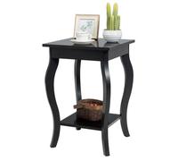 COSTWAY Table d'Appoint 2 Niveaux, Bout de Canapé Carrée avec Patins Antidérapants pour Chambre, Salon, 40 x 40 x 60 cm, Noir