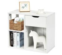 COSTWAY Table d'Appoint à 3 Niveaux, Bout de Canapé avec Etagère de Rangement, Style Industriel, pour Chambre, Salon, Blanc