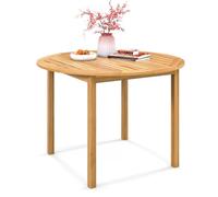 COSTWAY Table d'Appoint Extérieure en Bois d'Acacia Charge 75KG, Grande Table Basse de Jardin Ronde pour 4 Personnes, Table de Salle à Manger pour Jardin Terrasse 100 x 75 cm, Naturel