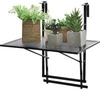 COSTWAY Table de balcon suspendue réglable en hauteur sur 5 niveaux, Table de balcon pliante, Table de salle à manger suspendue en fer pouvant supporter jusqu'à 20kg, Table d'appoint pour balcon, jard