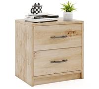 COSTWAY Table de Chevet avec 2 Tiroirs, Table de nuit Moderne, pour Salon, Bureau, Chambre, 38,5 x 28 x 39 cm, Naturel