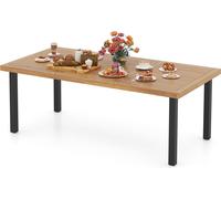 COSTWAY Table de jardin avec trou pour parasol, 200x100cm, grande table de terrasse pour 8 personnes, table de balcon rectangulaire en bois d'acacia, table à manger d'extérieur