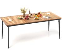 COSTWAY Table de jardin avec trou pour parasol, 200x90cm, table de terrasse pour 8 personnes, table de balcon rectangulaire en bois d'acacia, table à manger d'extérieur