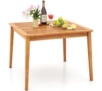 COSTWAY Table de jardin en acacia, 100x100cm, table de terrasse avec trou pour parasol pour 4 personnes, table de balcon carrée, table à manger d'extérieur