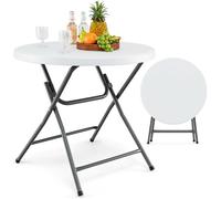 COSTWAY Table de Jardin Extérieur Ronde Pliable 81 CM, Plateau en HDPE, Pieds en Métal, Patins Antidérapants, Extérieur Intérieur