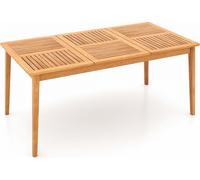 COSTWAY Table de jardin Outdoor Table à manger en bois d'acacia, grande table de terrasse 170x90cm pour 6 personnes, table de balcon rectangulaire avec trou pour parasol