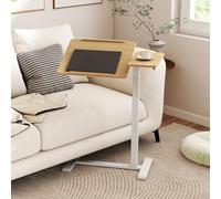 COSTWAY Table de Lit Roulante Réglable en Hauteur, Plateau Inclinable | Bout de Canapé en Forme de C pour Ordinateur Portable avec Arrêts de Bord, idéal pour Chambre, Salon, Hôpital